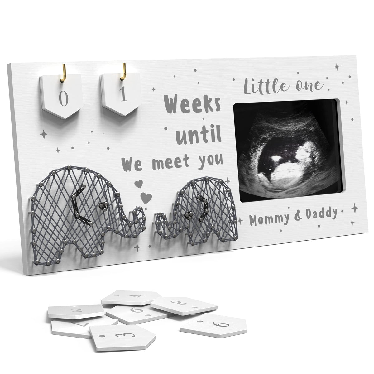 EURSET baby countdown weeks plaques frame showing weeks until arrival, a charming keepsake