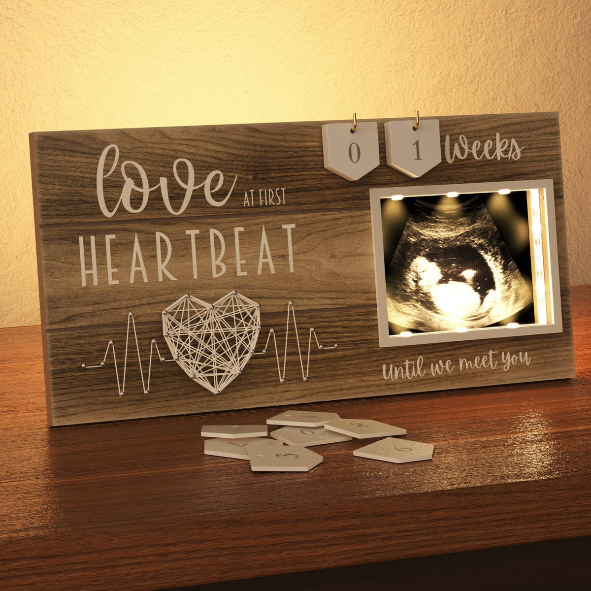 EURSET LED sonogram frame wall display, soft glow for cherished ultrasound photos.