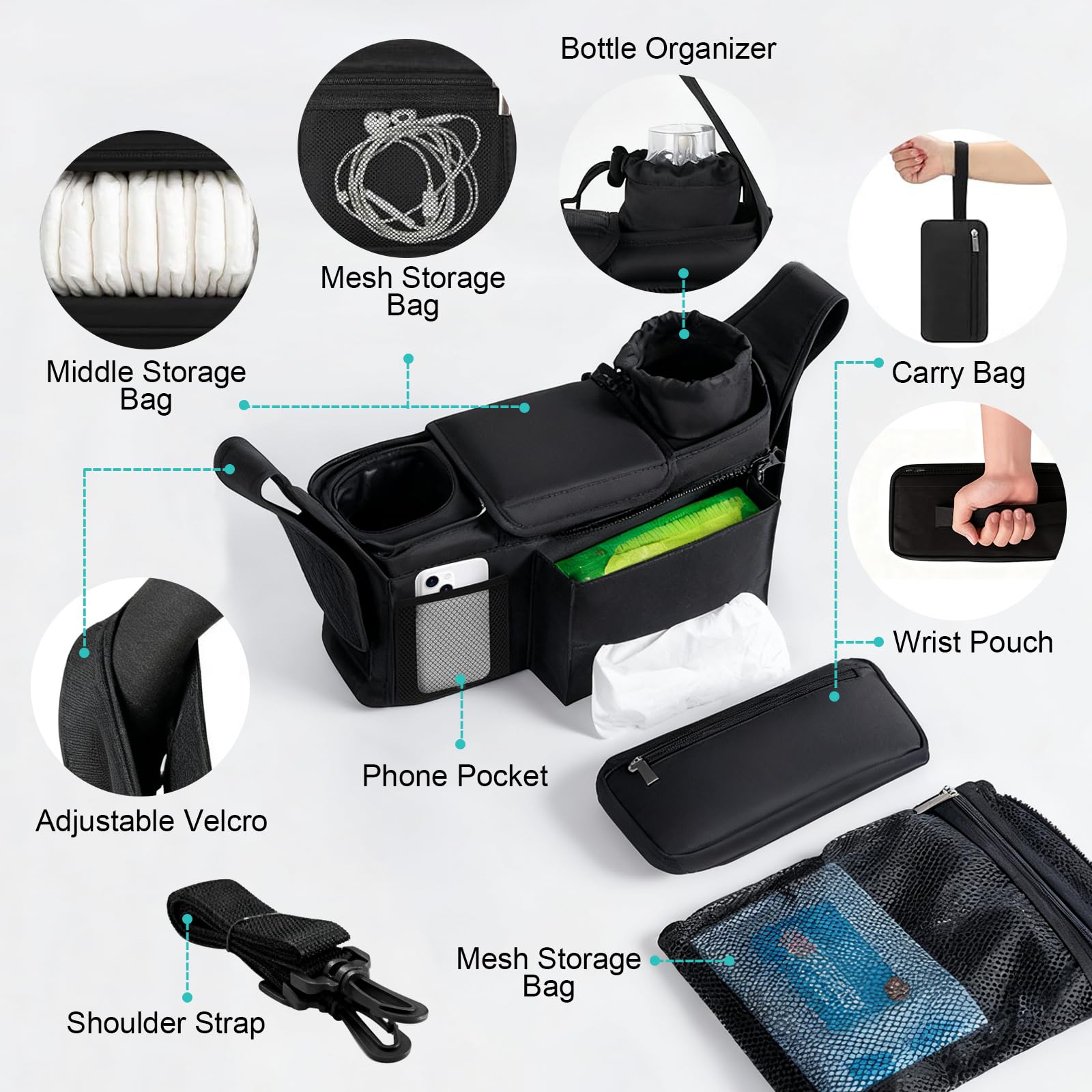 Eutopic organizer fits Uppababy, Baby Jogger, Britax and more for versatile organization.