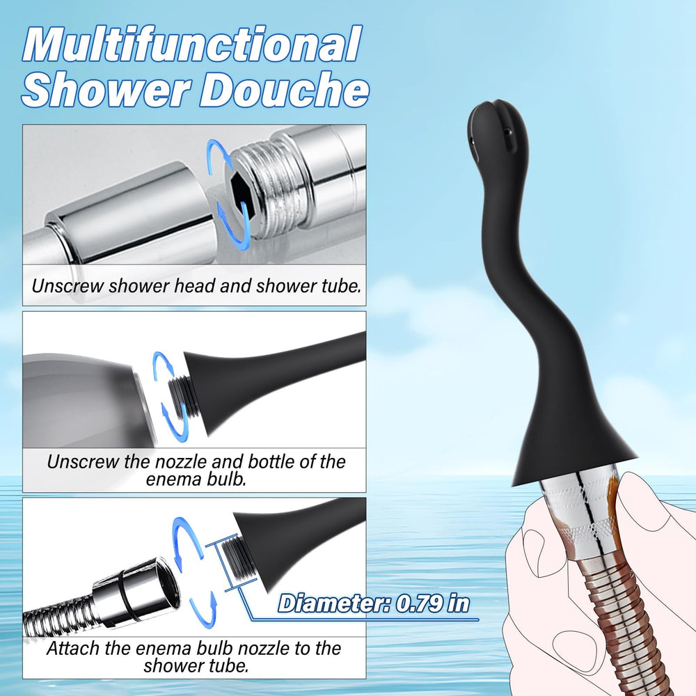 Euwvdy douche attaches to most shower hoses for easy setup.