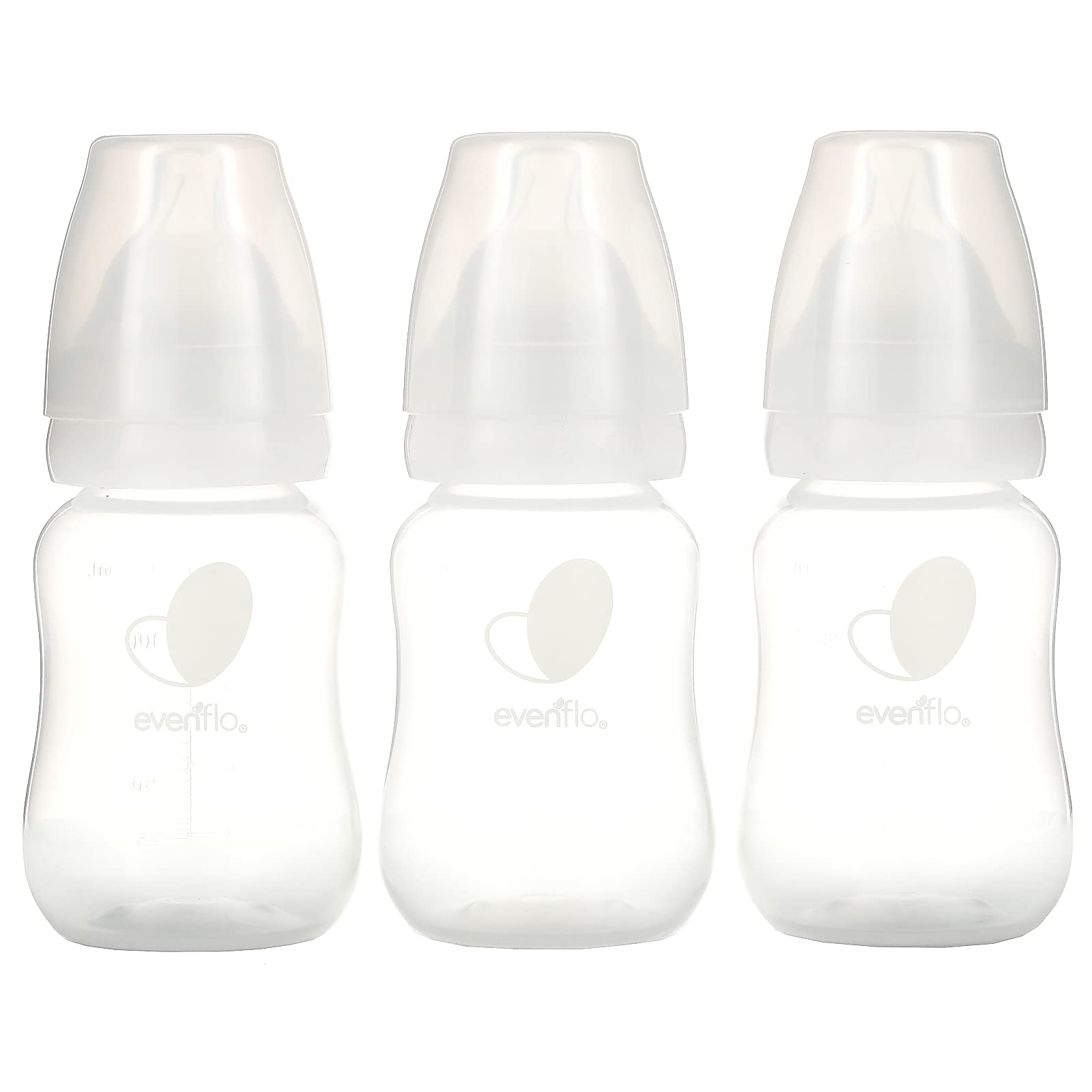 Evenflo Balance+ bottle displaying measurement marks in ounces and milliliters