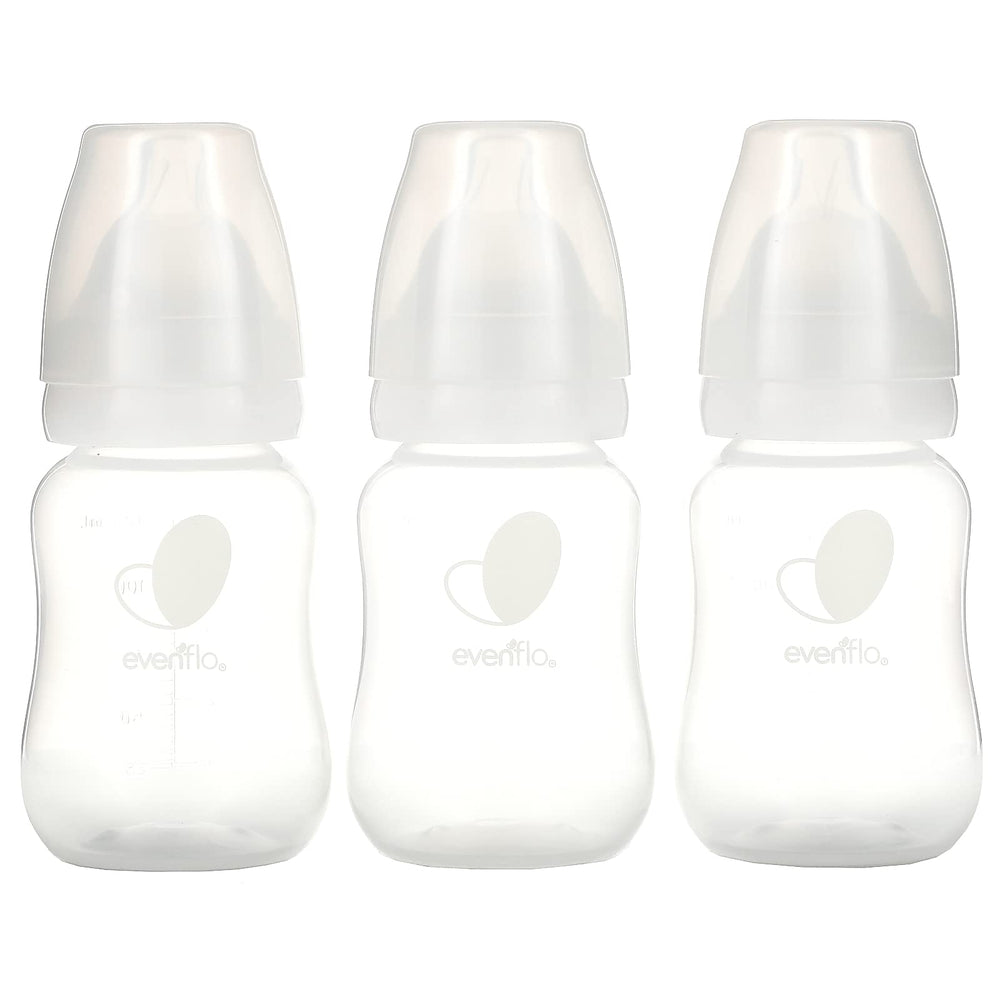 Evenflo Balance+ bottle displaying measurement marks in ounces and milliliters