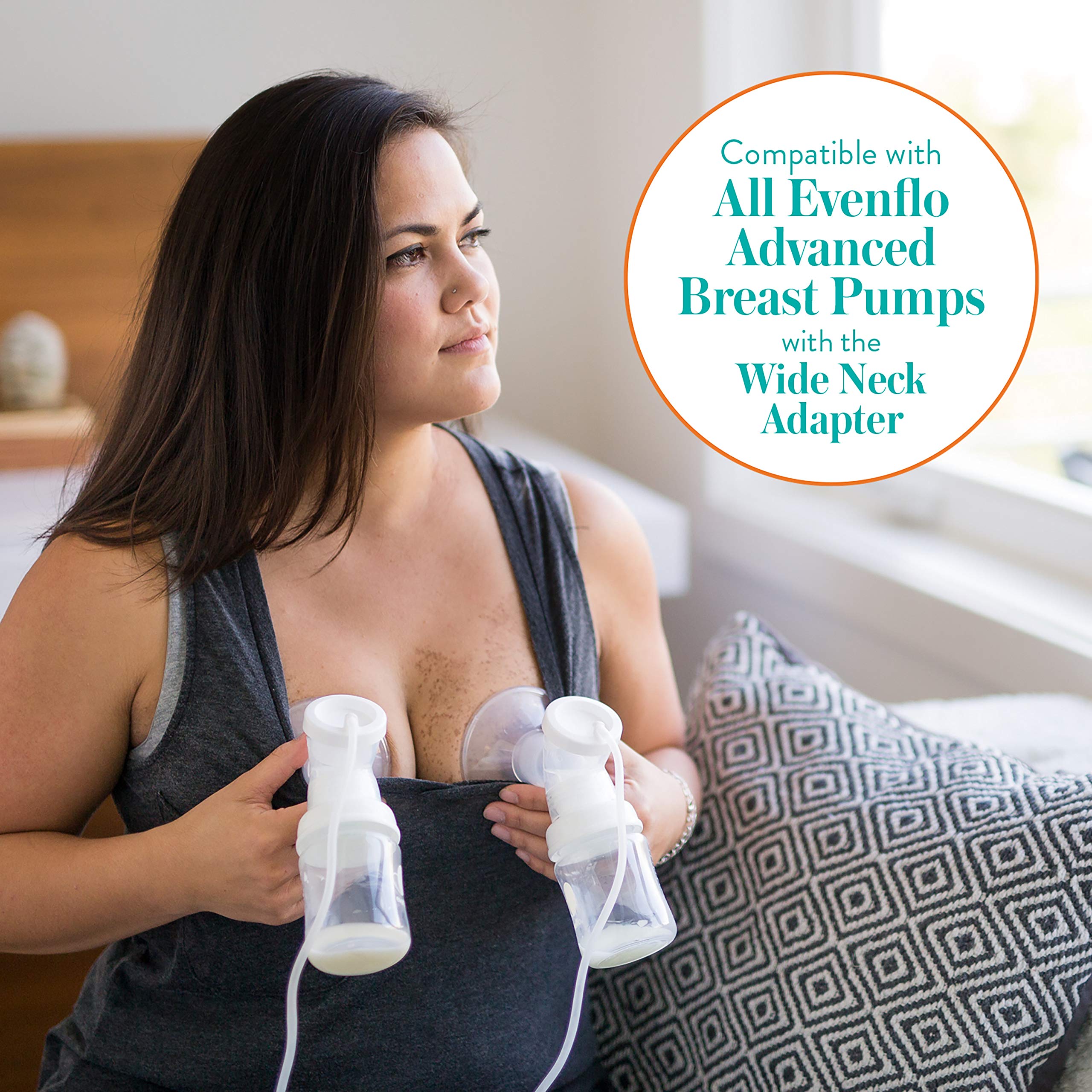 Three-piece design of Evenflo Balance Plus Wide Neck bottle for simple assembly.
