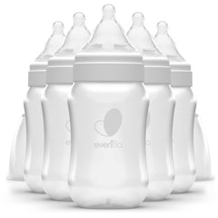 Evenflo Balance Plus Wide Neck bottle with latch-friendly nipple for comfortable feeding.
