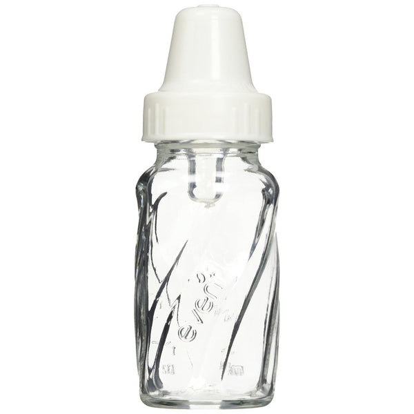 Evenflo Classic Twist Glass bottle with micro vent nipple for smooth feeding and reduced gas.