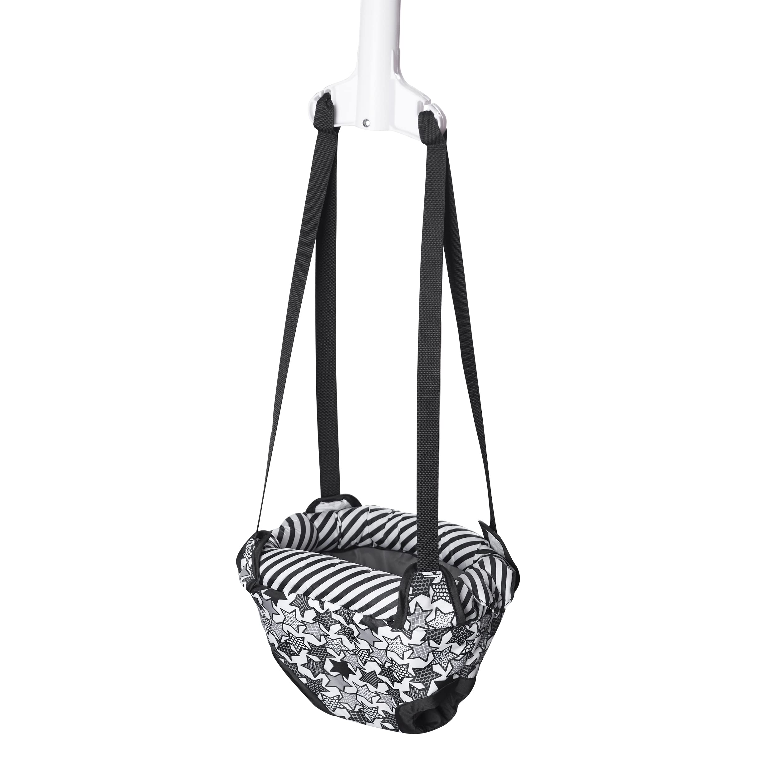 Evenflo Roo Jumper soft fabrics are wipeable for easy cleaning after play.