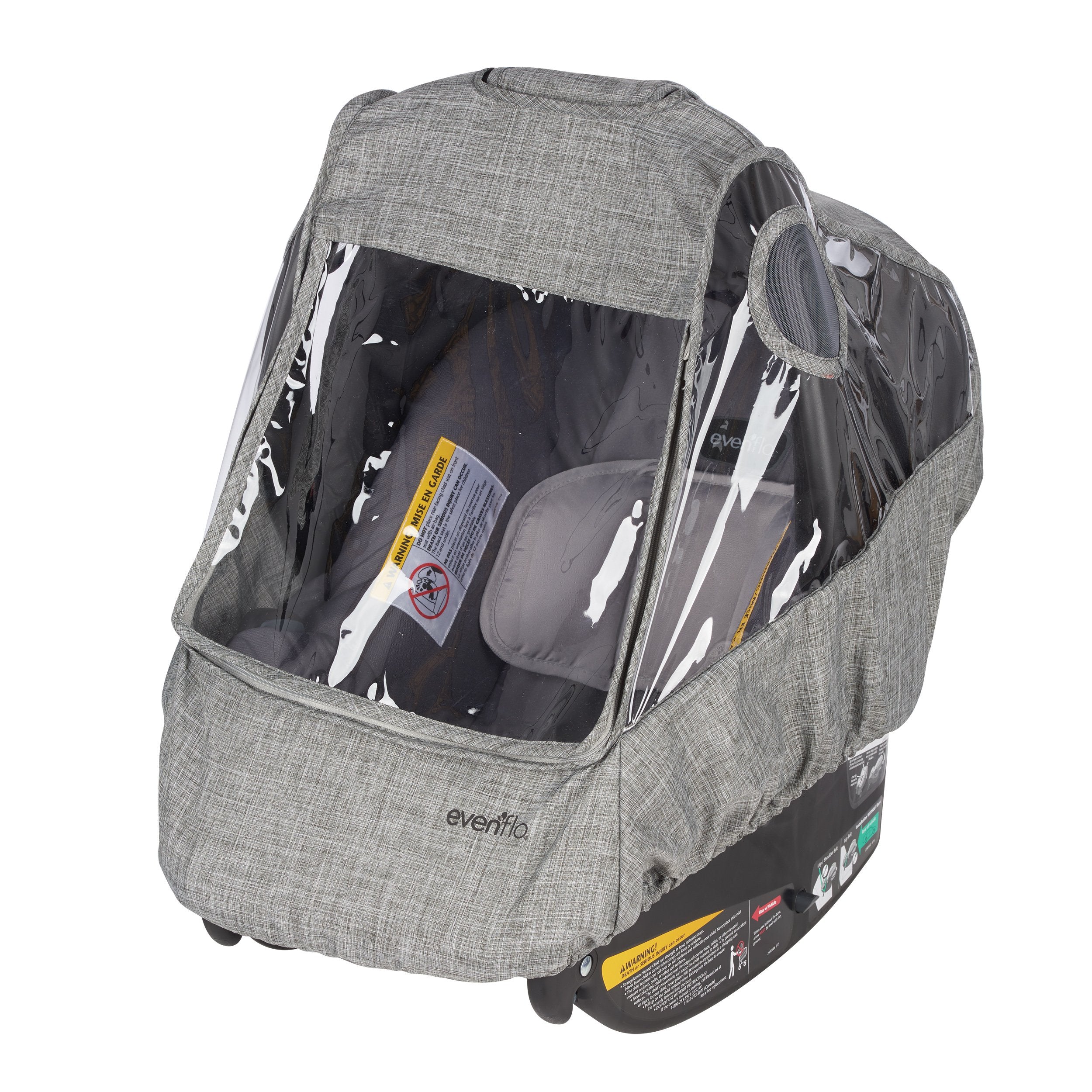 Evenflo weather shield front window provides clear visibility while shielding your baby from rain