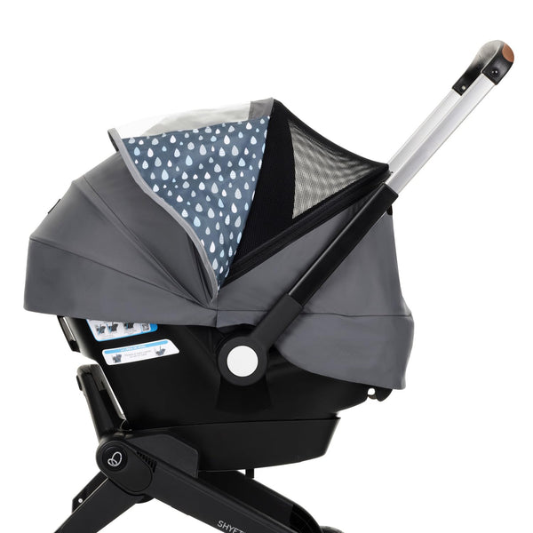 Evenflo Shyft DualRide all-weather cover rain window keeps baby visible in wet weather