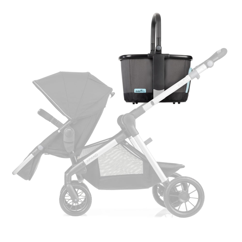 Evenflo Stroller Market Basket Gray Sky self-standing design for easy loading.