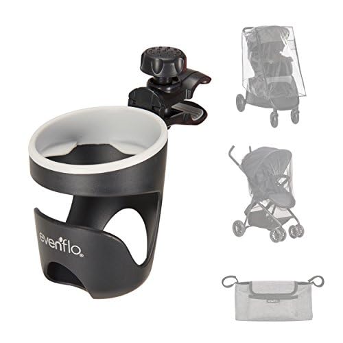 Evenflo cup holder provides quick beverage access during walks.
