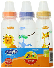 Evenflo Zoo Friends bottle full view shows durable, BPA-free design for daily feeding.