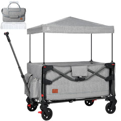 EVER ADVANCED foldable travel wagon folded compactly for overhead bin storage.