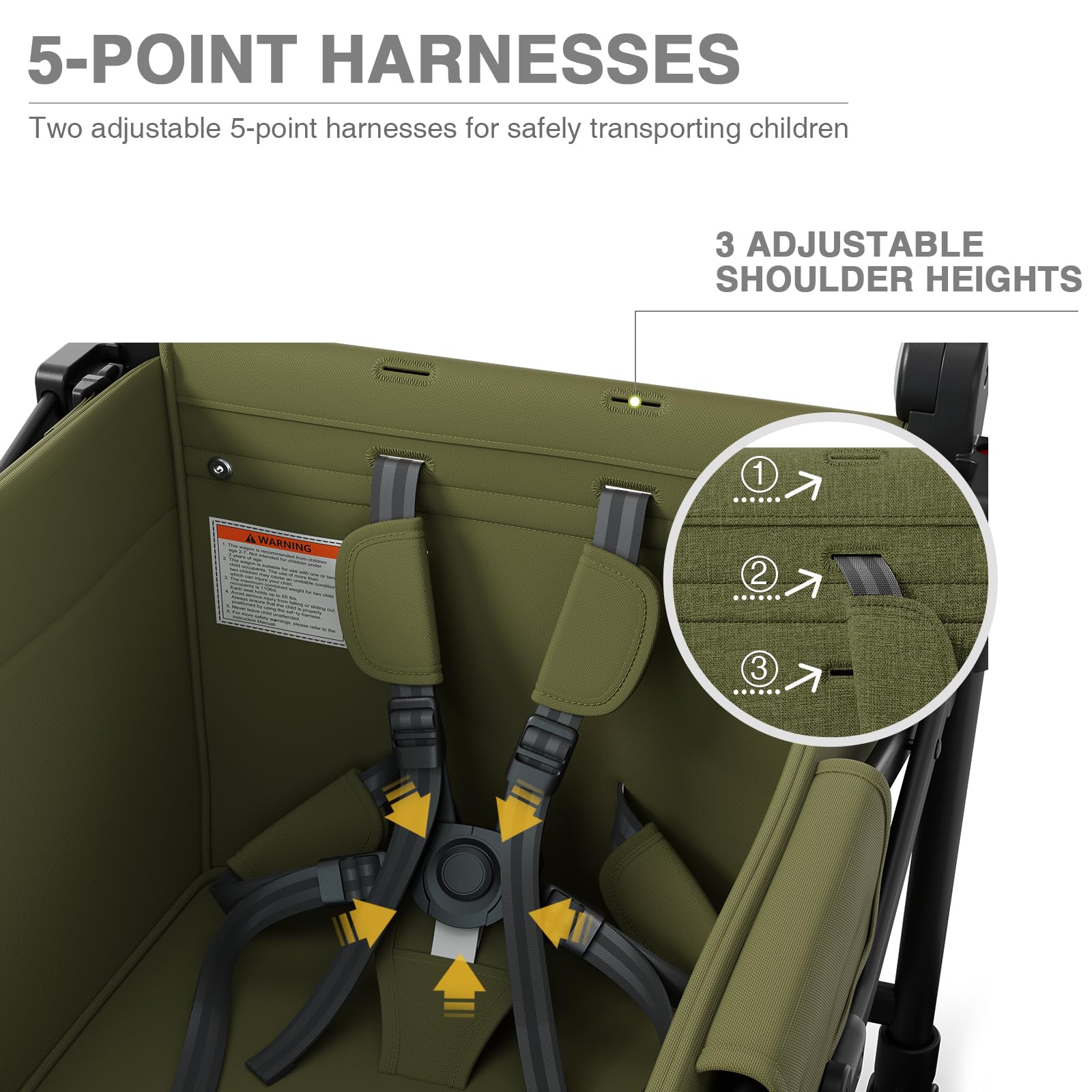 Ever Advanced foldable wagon 12-inch rear wheels glide smoothly.