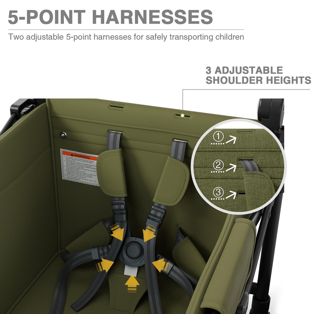 Ever Advanced foldable wagon 12-inch rear wheels glide smoothly.