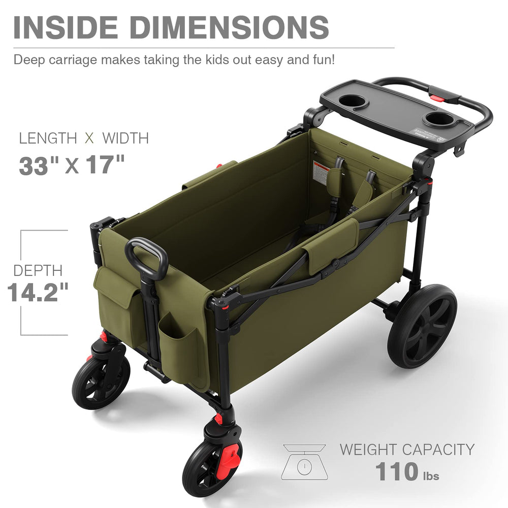Ever Advanced foldable wagon 360-degree front wheels for easy steering.