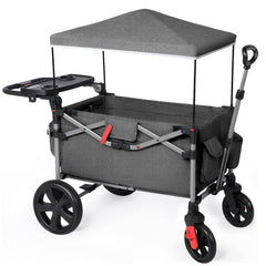 Ever Advanced foldable wagon front view with two kids for family outings