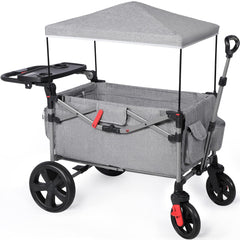 EVER ADVANCED foldable wagon with two seats and canopy for easy family outings.