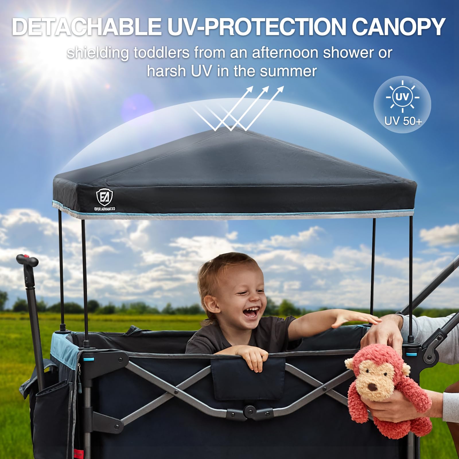 EVER ADVANCED 3-point safety belt keeps kids secure during rides