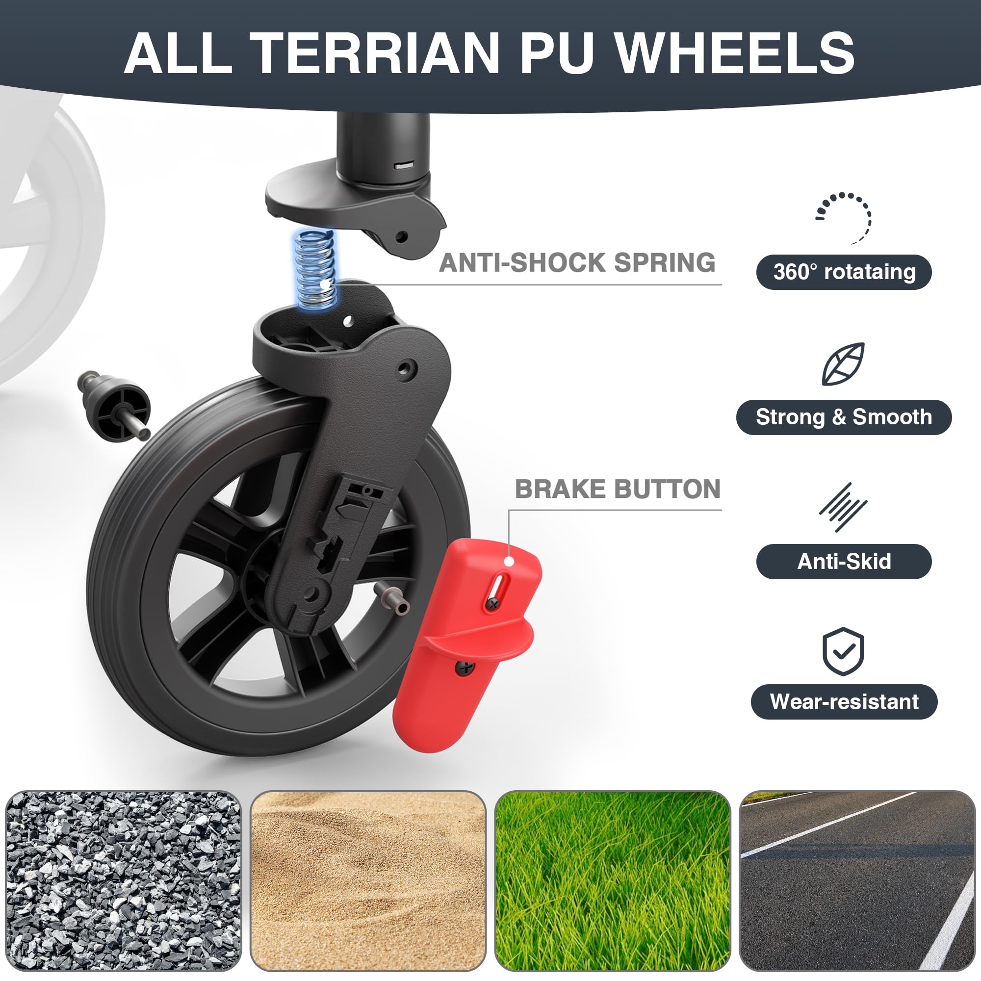 EVER ADVANCED wagon equipped with 360° front wheels for smooth steering.