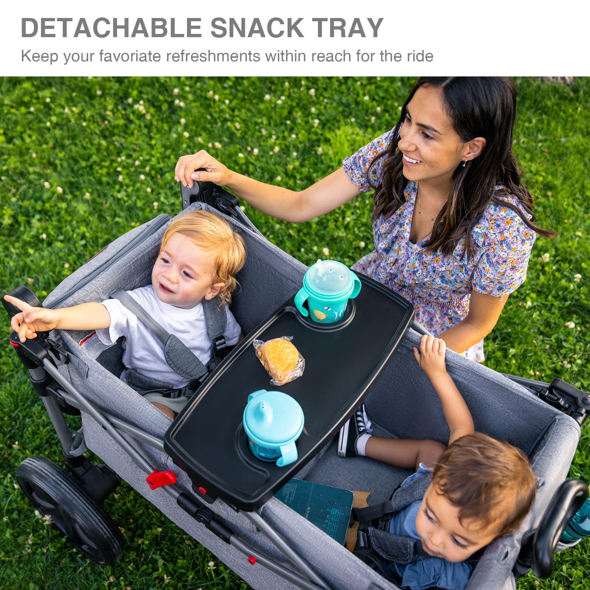 EVER ADVANCED wagon with removable canopy providing shade during sunny days.
