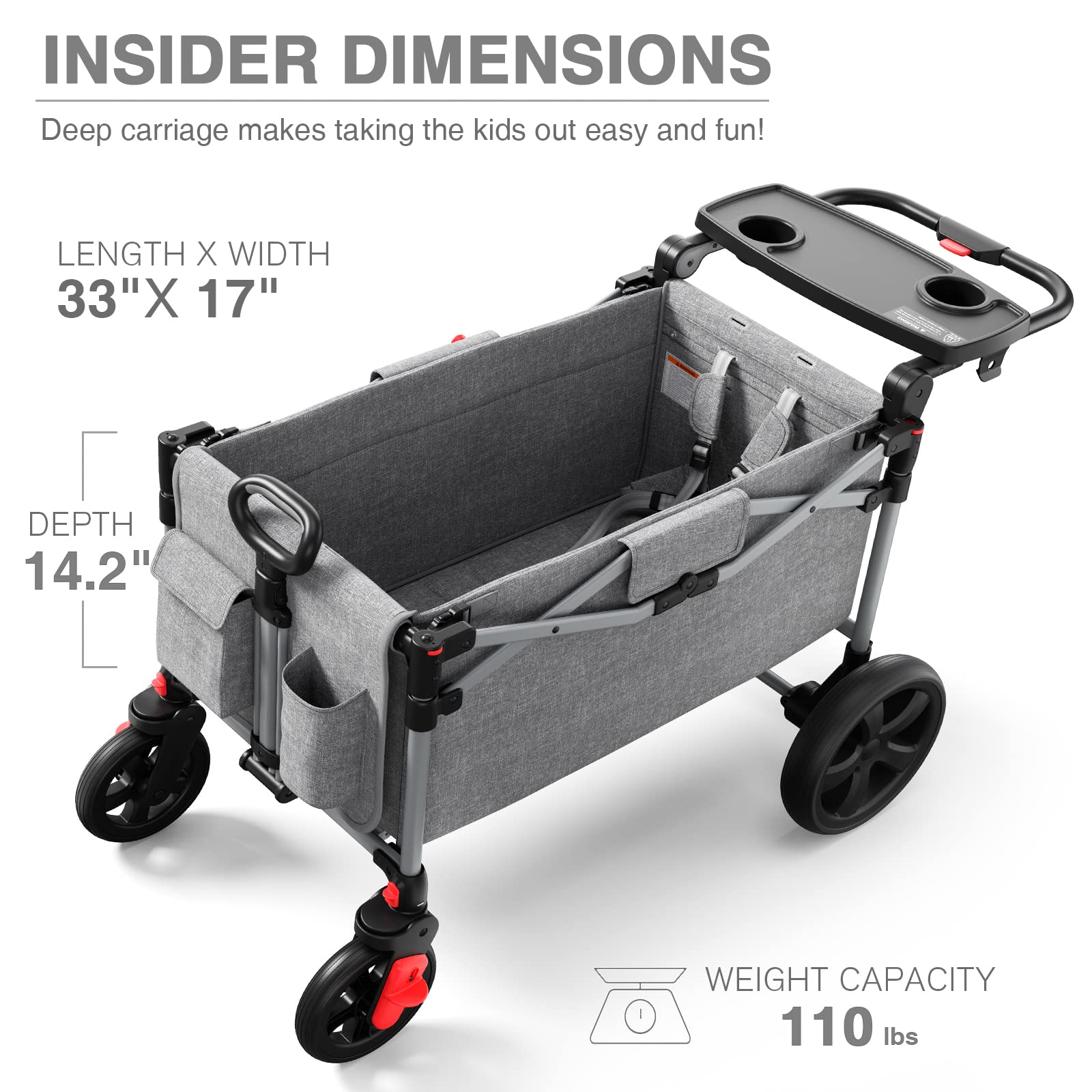 EVER ADVANCED wagon ready for travel and storage in the trunk.