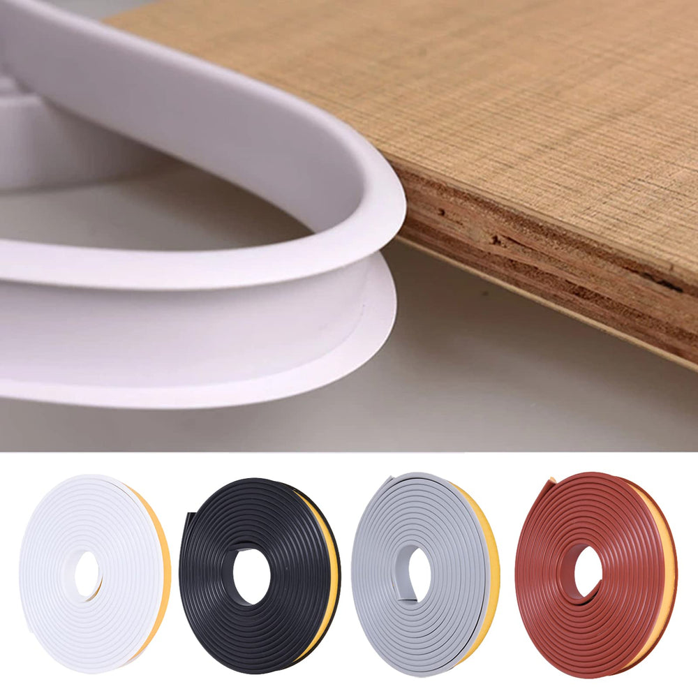 Everdij U-shape edge banding protects table edges with brown finish