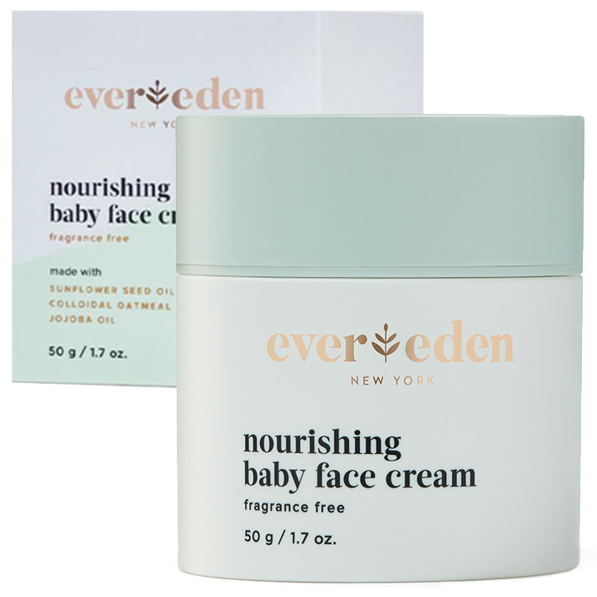 Evereden baby face cream 1.7oz tube provides gentle, non-greasy hydration.