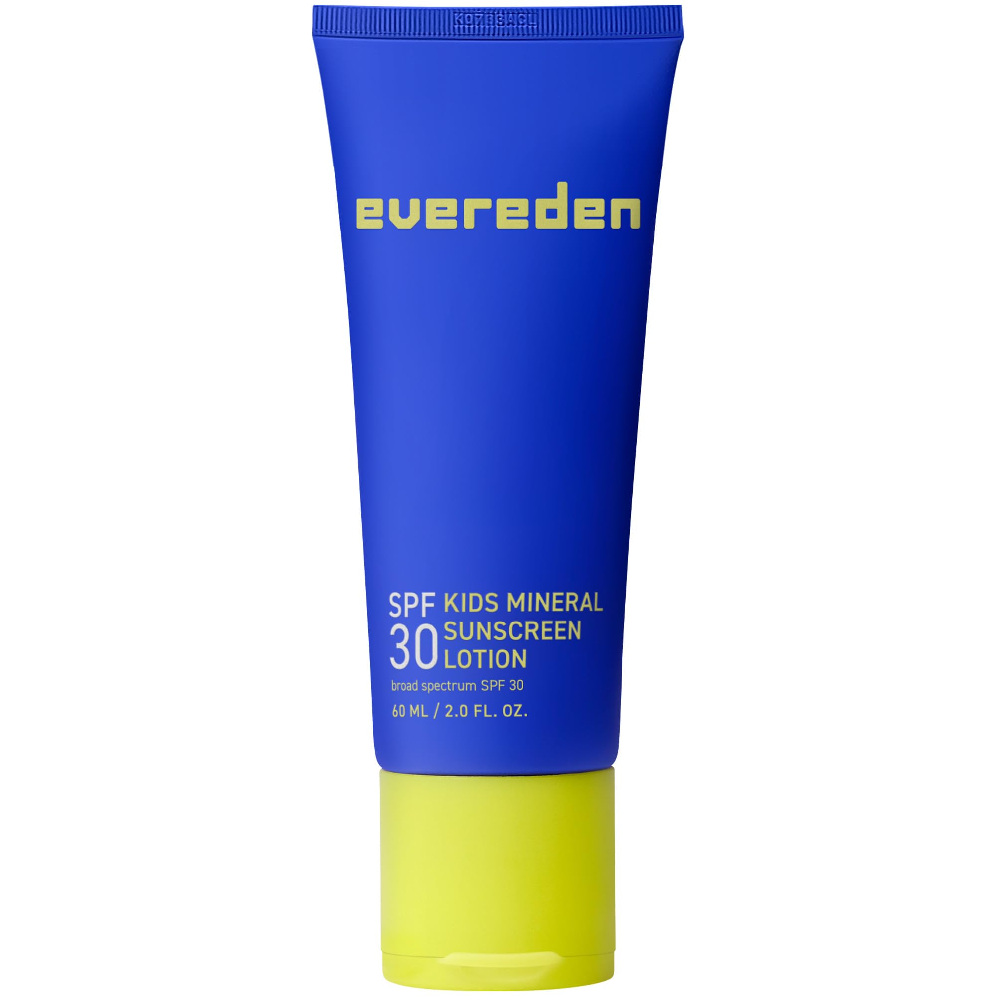 Evereden mineral sunscreen SPF 30 bottle closeup, broad protection with non-nano zinc oxide.