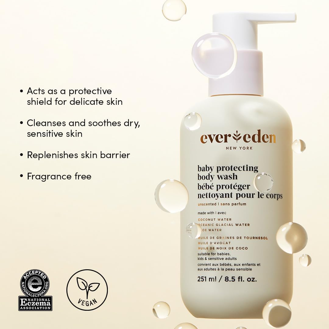 Evereden Protecting Baby Body Wash pump for easy bath time application.