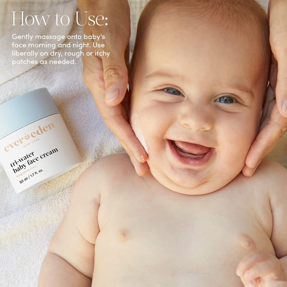 Evereden Tri-Water Baby Face Cream with coconut for lightweight moisturization.