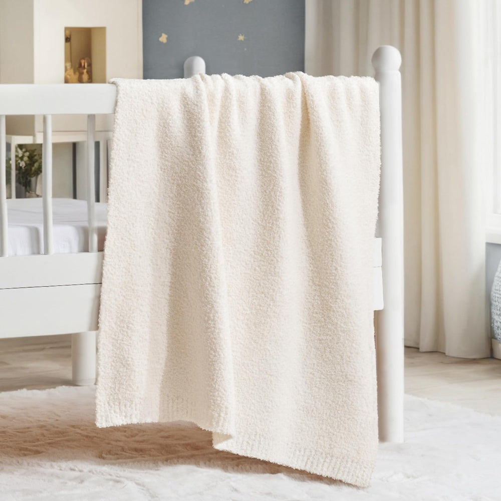 EVERGRACEHOME ivory plush baby blanket 50x60 for nursery warmth