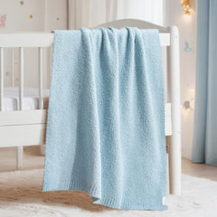 EVERGRACEHOME soft plush baby blanket, pearl blue, front view, cozy nursery decor.