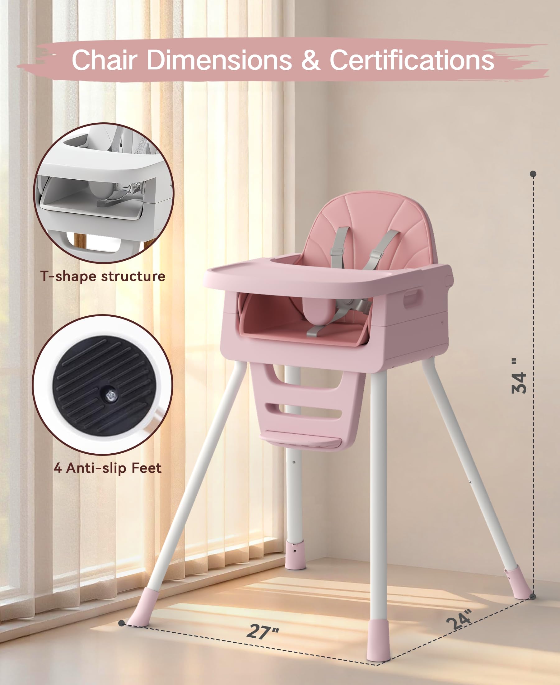 EverKiddo anti-tip legs and safety harness for secure meals