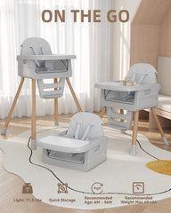 EverKiddo high chair folded flat for compact storage and portability.