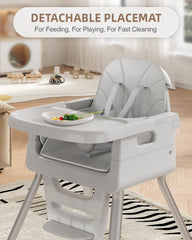 EverKiddo high chair with 5-point harness for secure seated meals.
