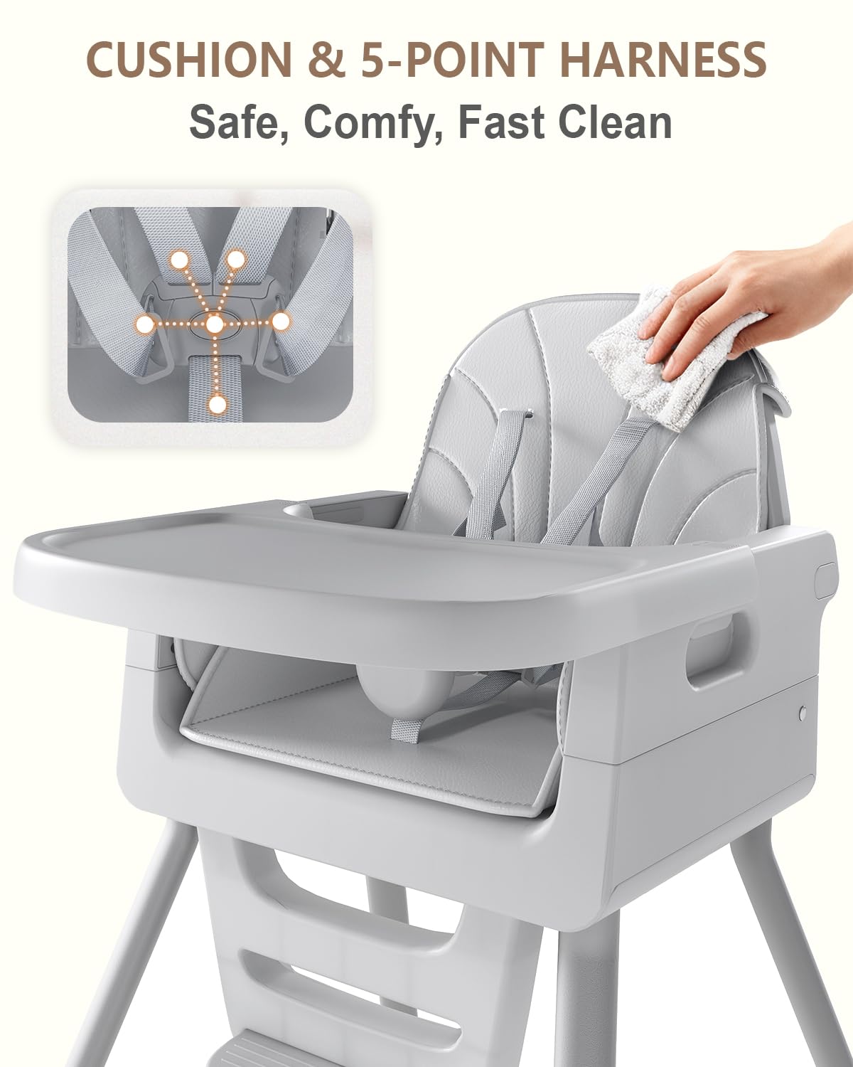 EverKiddo anti-tip legs provide stable dining during early meals.