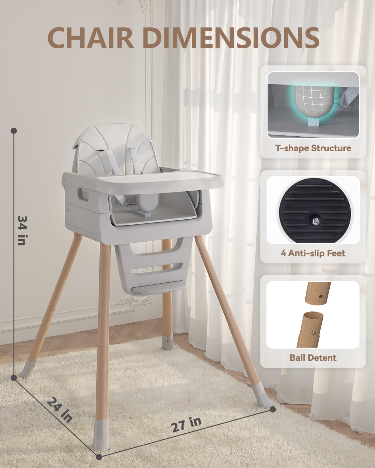 EverKiddo high chair compact and lightweight for travel.