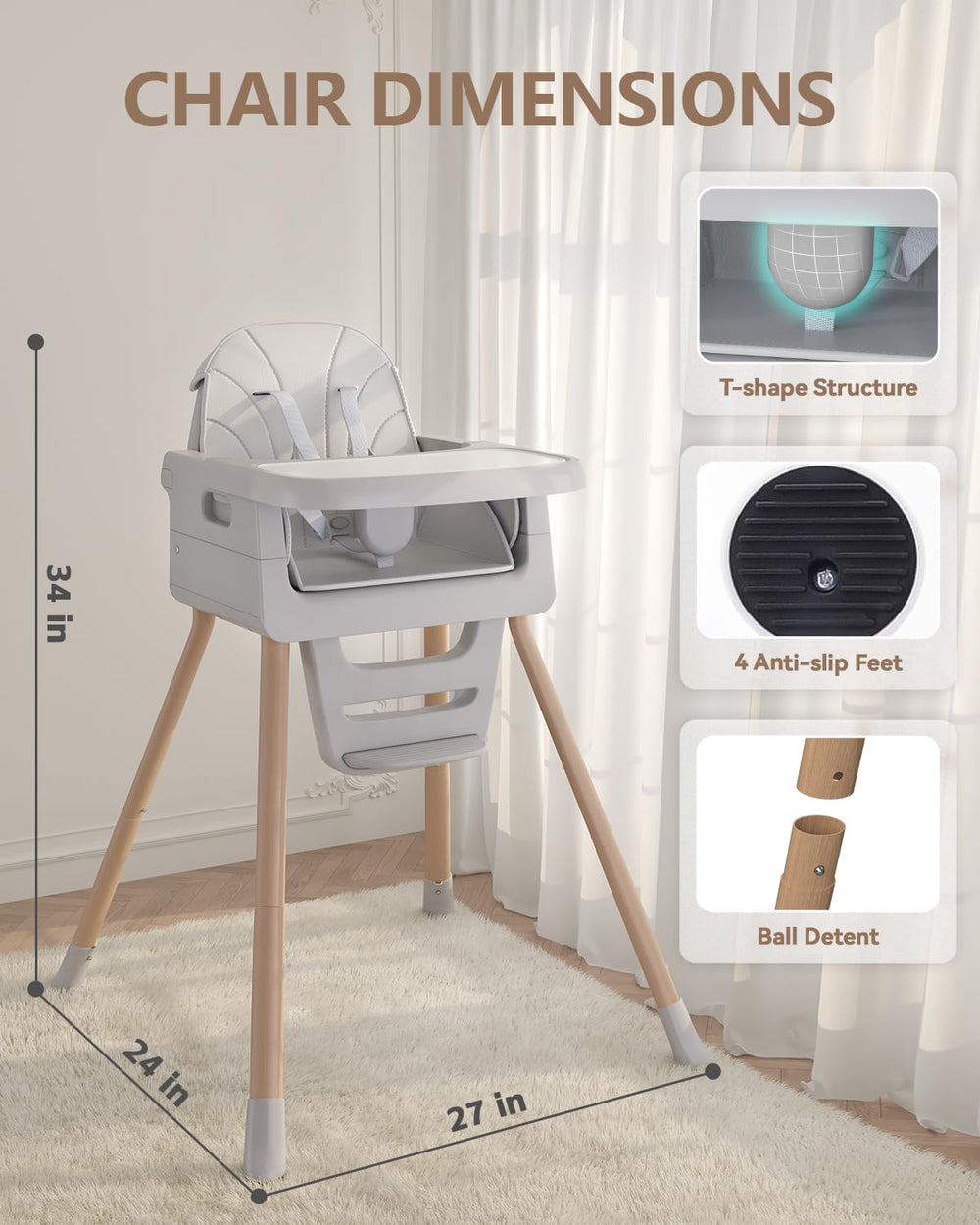 EverKiddo high chair compact and lightweight for travel.