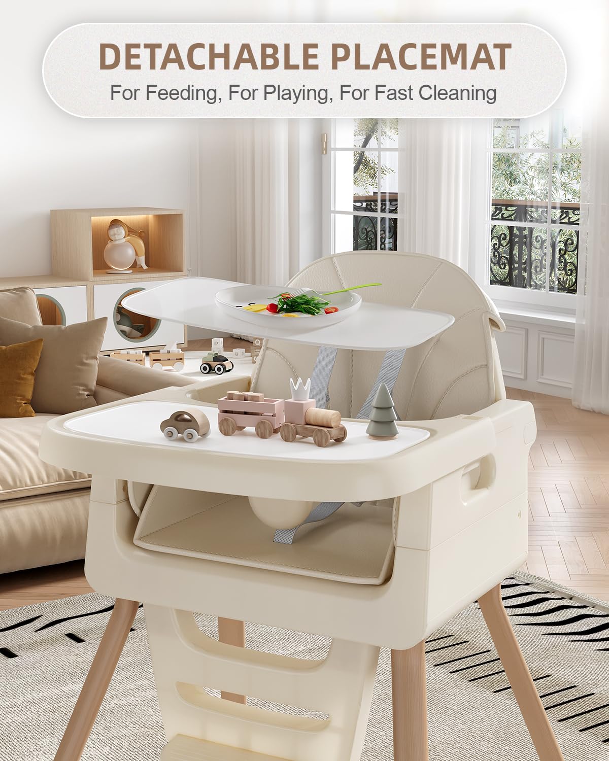EverKiddo high chair tray is dishwasher-safe for easy cleaning.