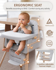 EverKiddo high chair in toddler chair mode for growing kids.
