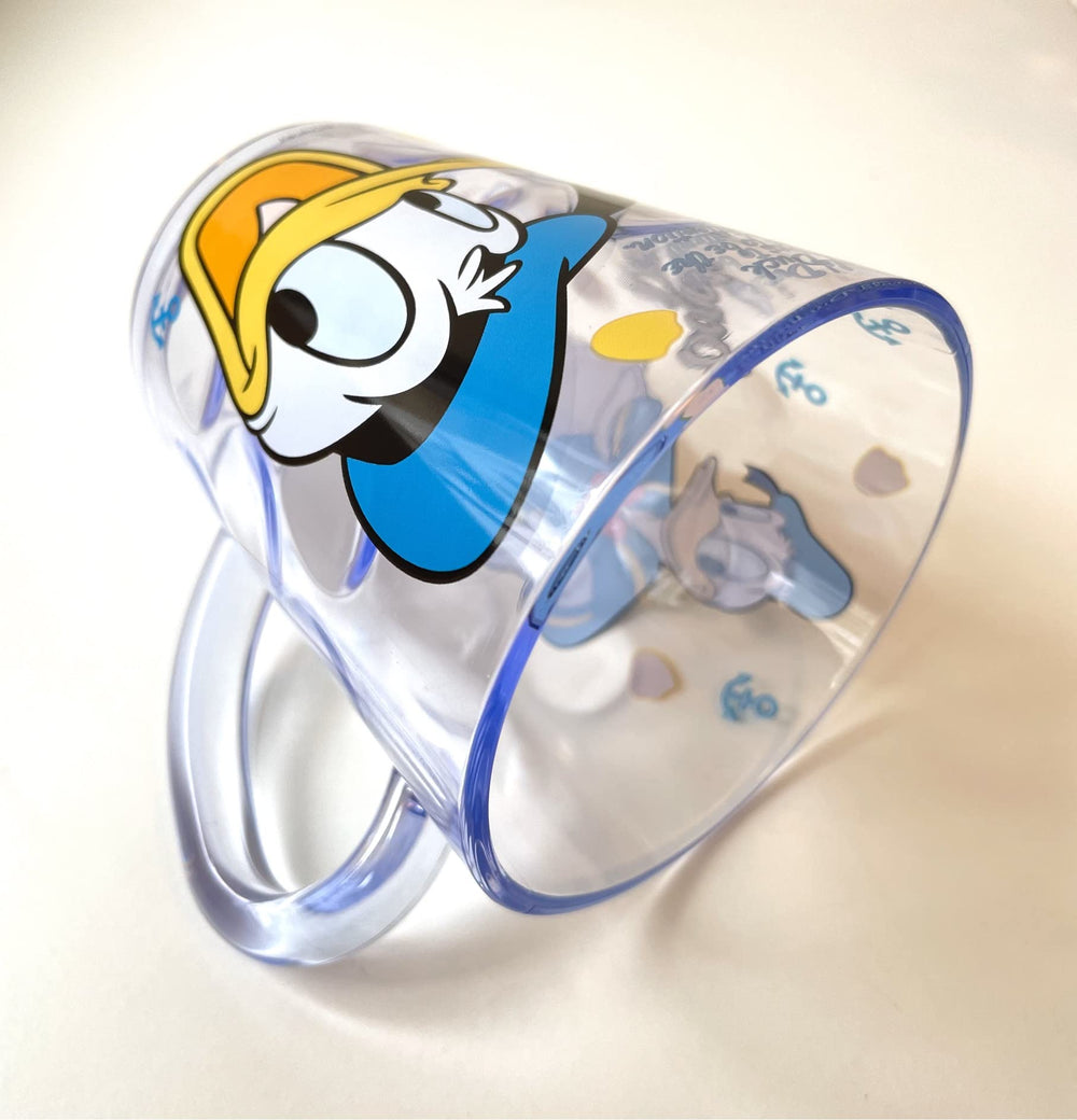 Everyday Delights Donald Duck blue ABS cup, close-up of face detail and vivid artwork.