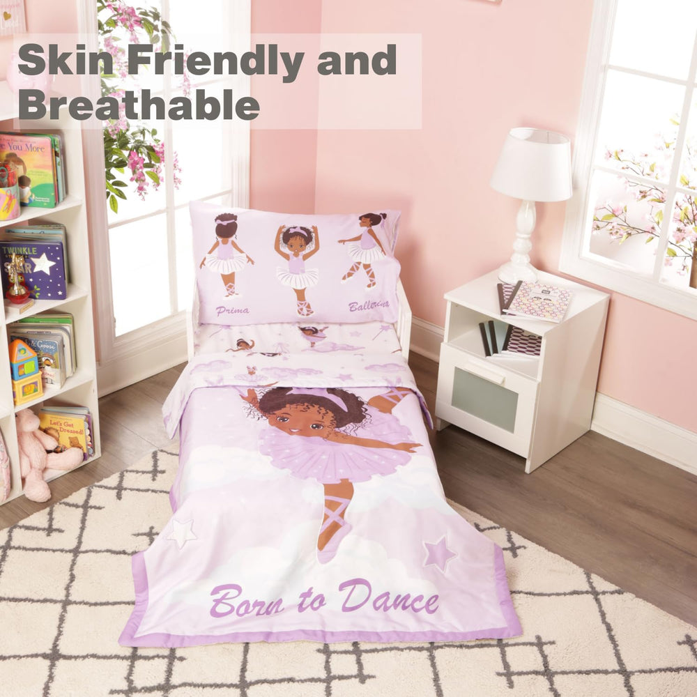 EVERYDAY KIDS ballerina flat sheet, playful design enhances bedtime routine.