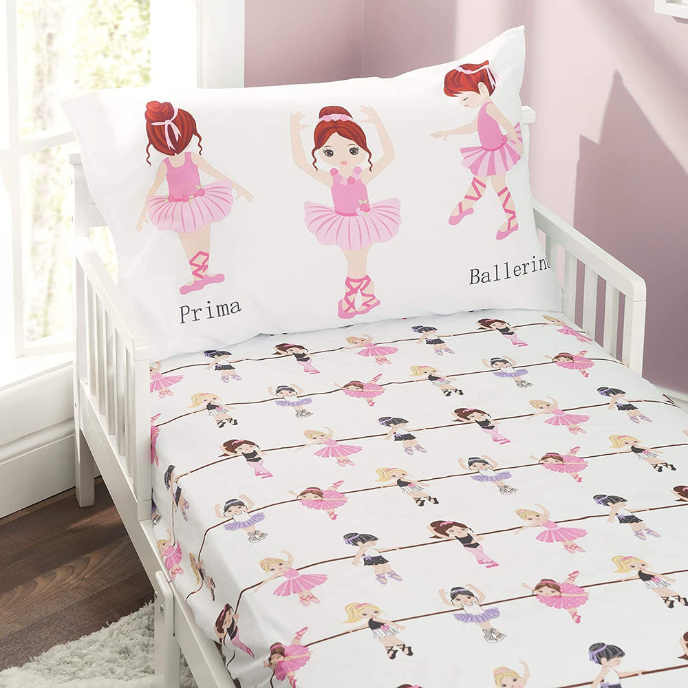 Everyday Kids ballerina sheet set folded showing soft microfiber for cozy nights