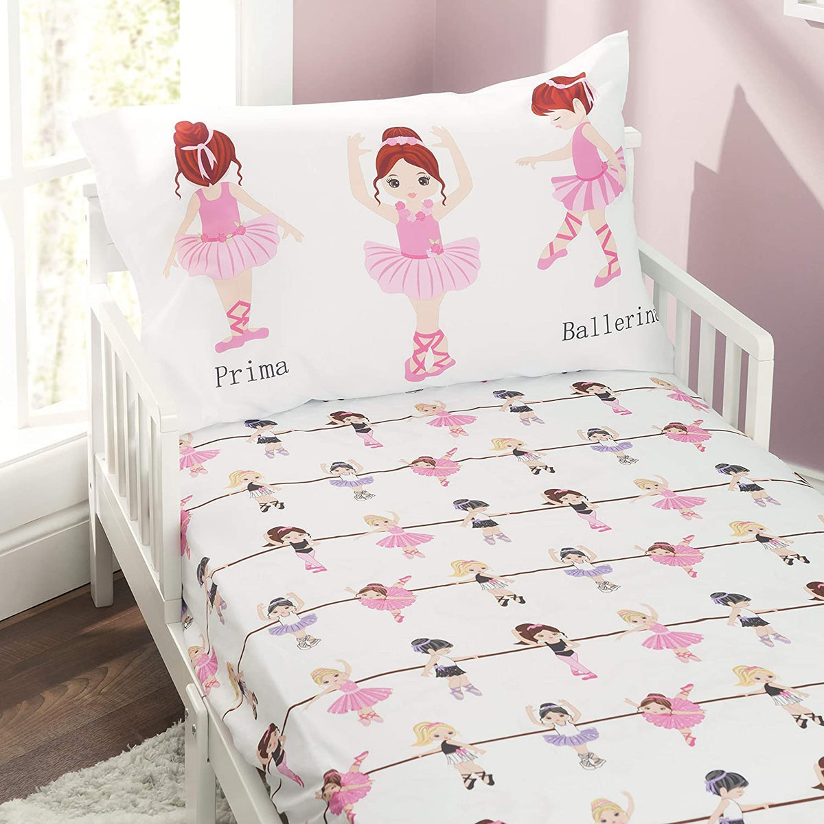 Everyday Kids ballerina sheet set folded showing soft microfiber for cozy nights