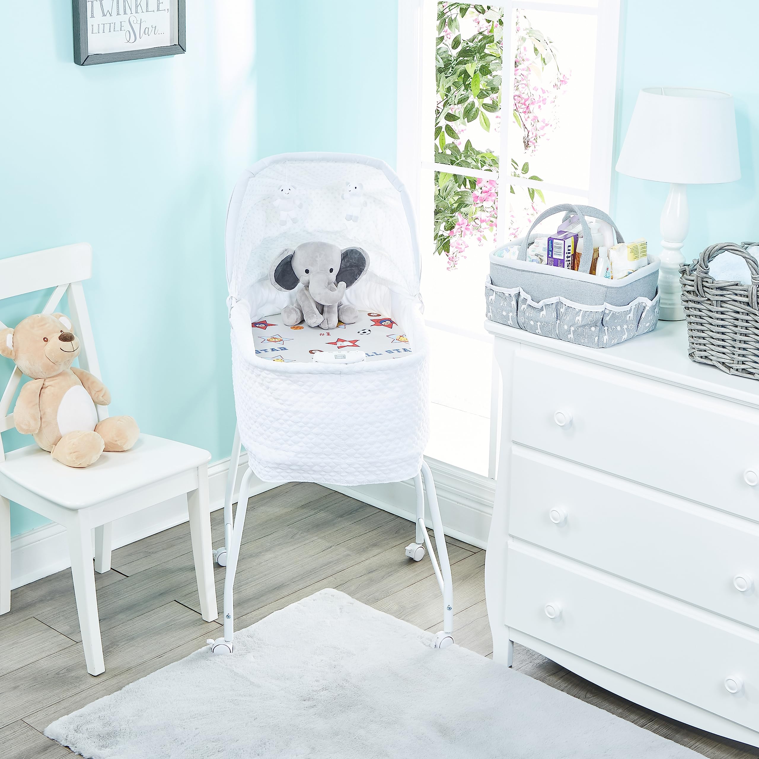 Everyday Kids bassinet sheets orange sports design bring energetic nap-time vibes.
