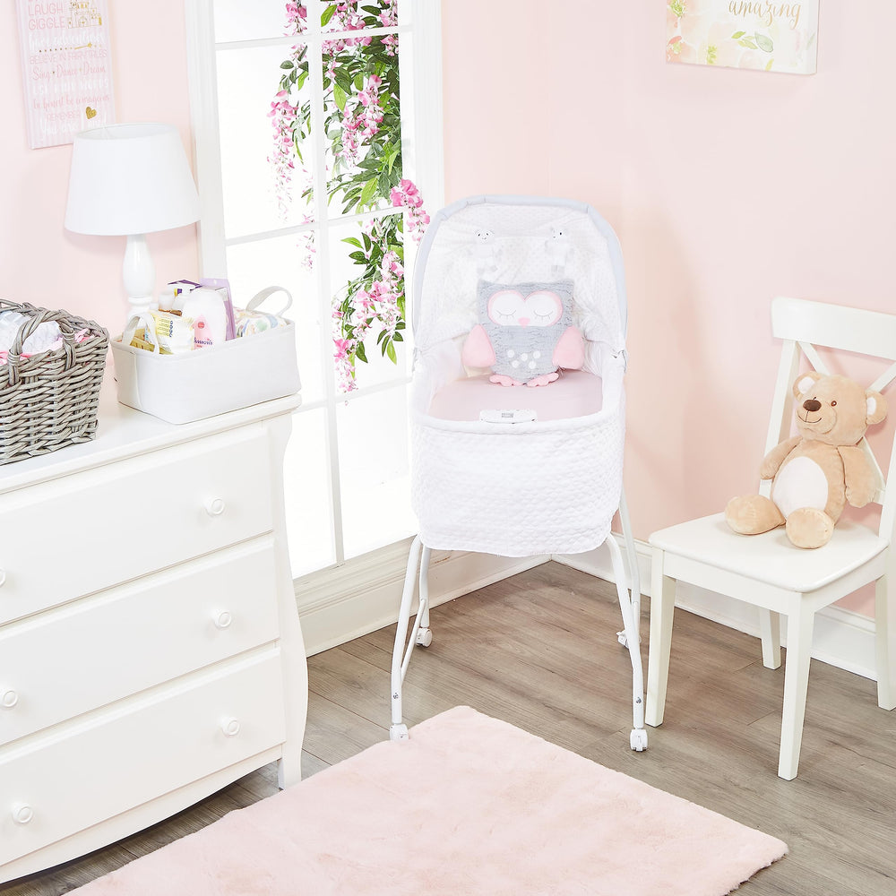 Everyday Kids pink owls and hearts pattern complements nursery decor