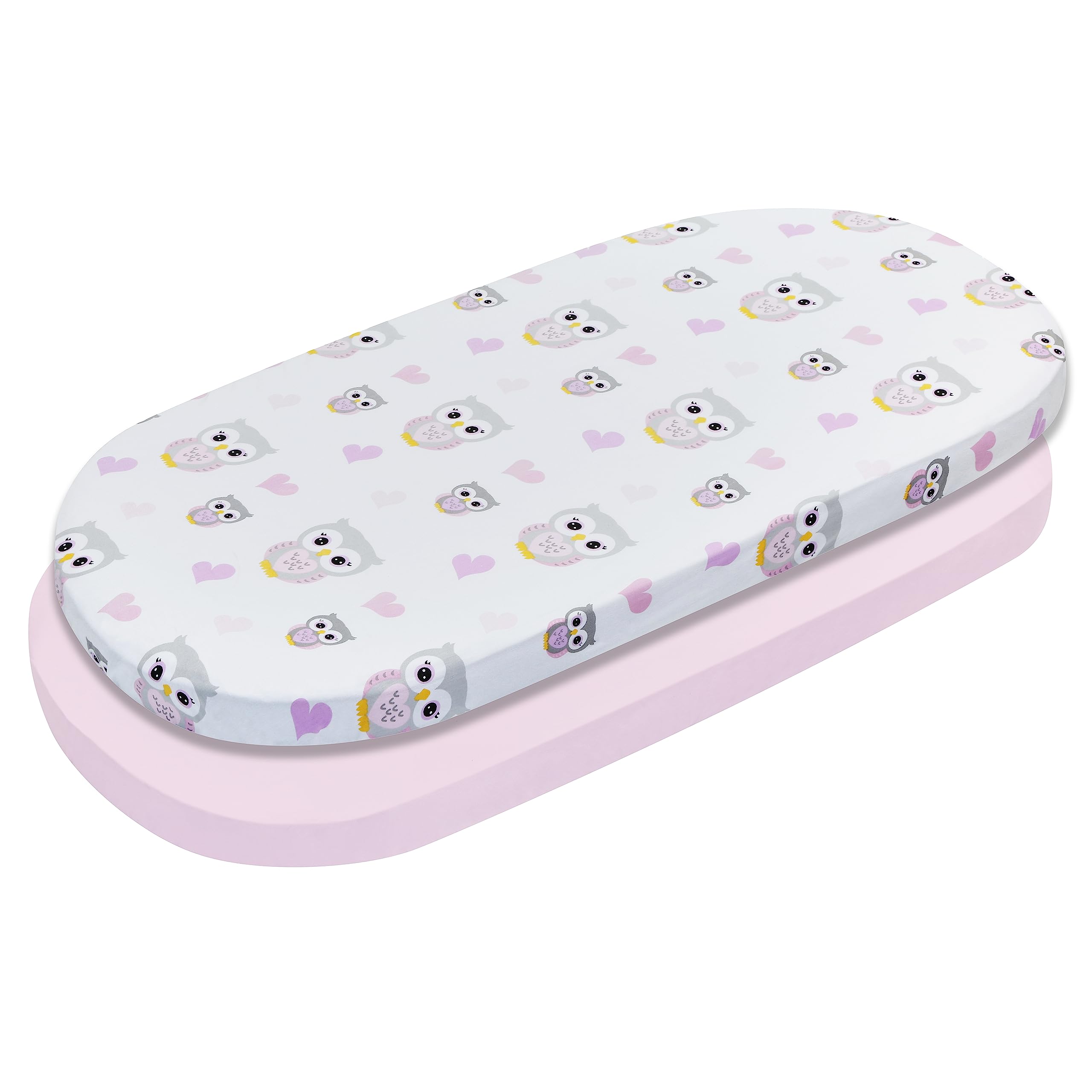 Everyday Kids bassinet sheets with owls pink pattern for cozy naps
