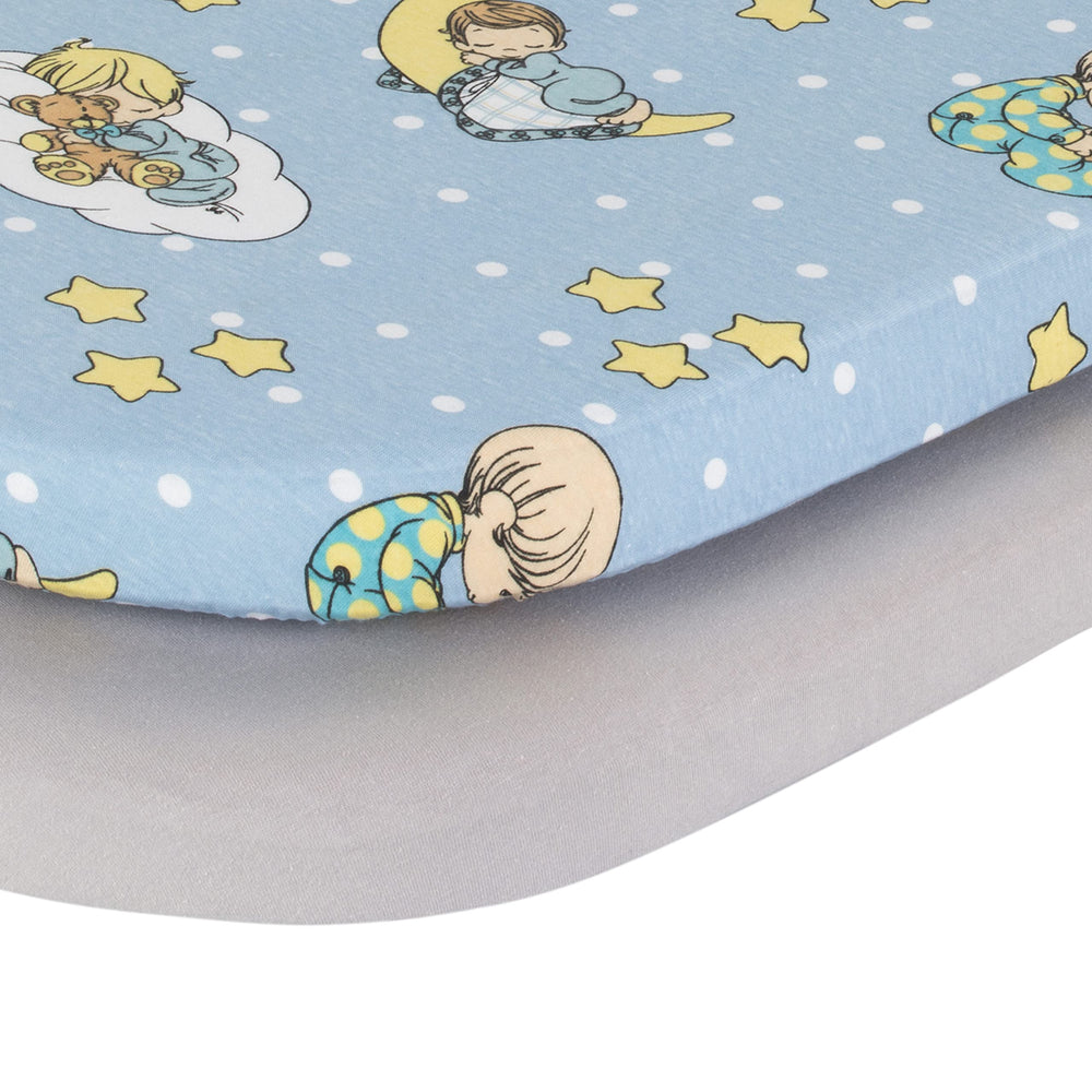 EVERYDAY KIDS solid gray bassinet sheet provides a neutral, versatile option for nursery decor.