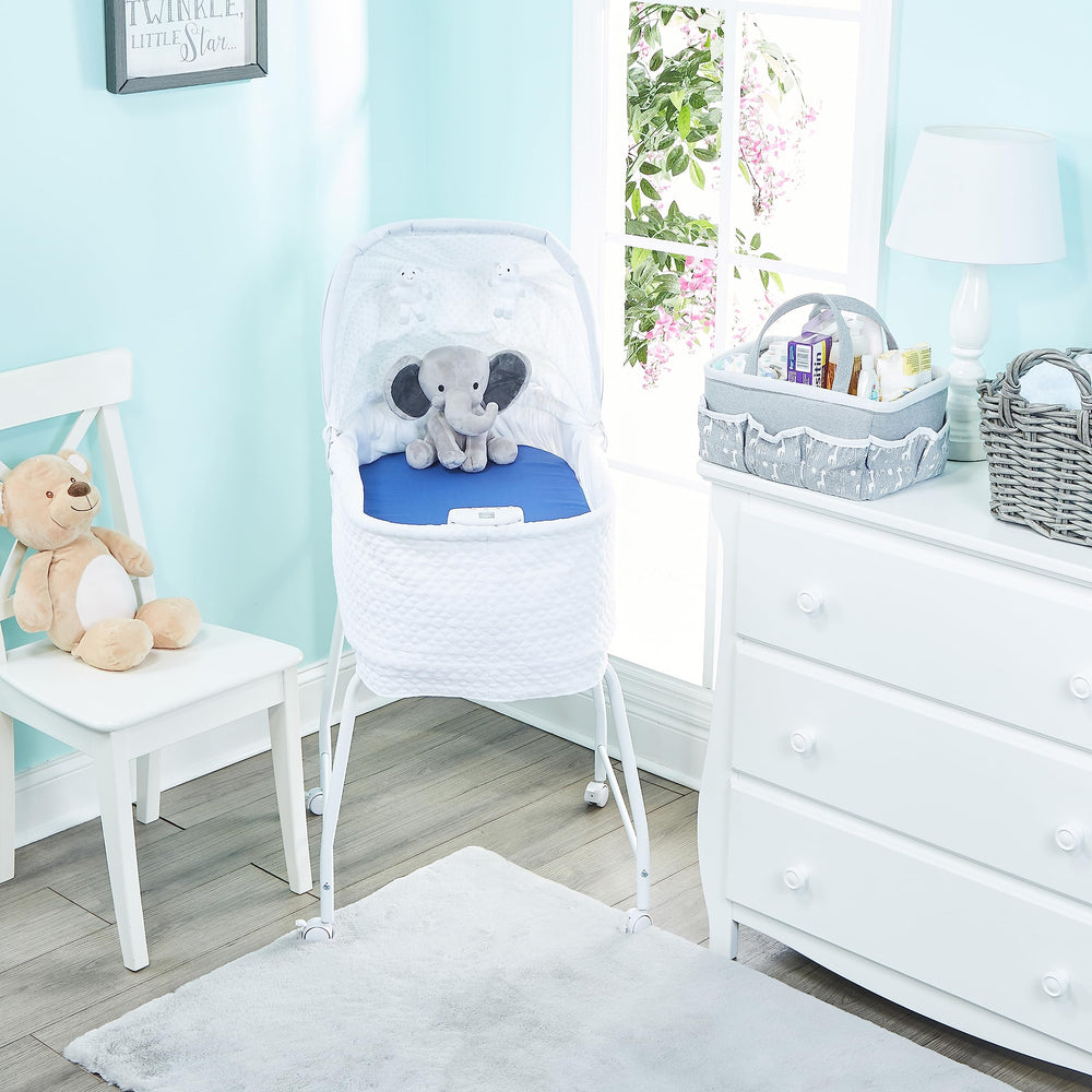 Everyday Kids bassinet sheets yellow sports design brighten any nursery.