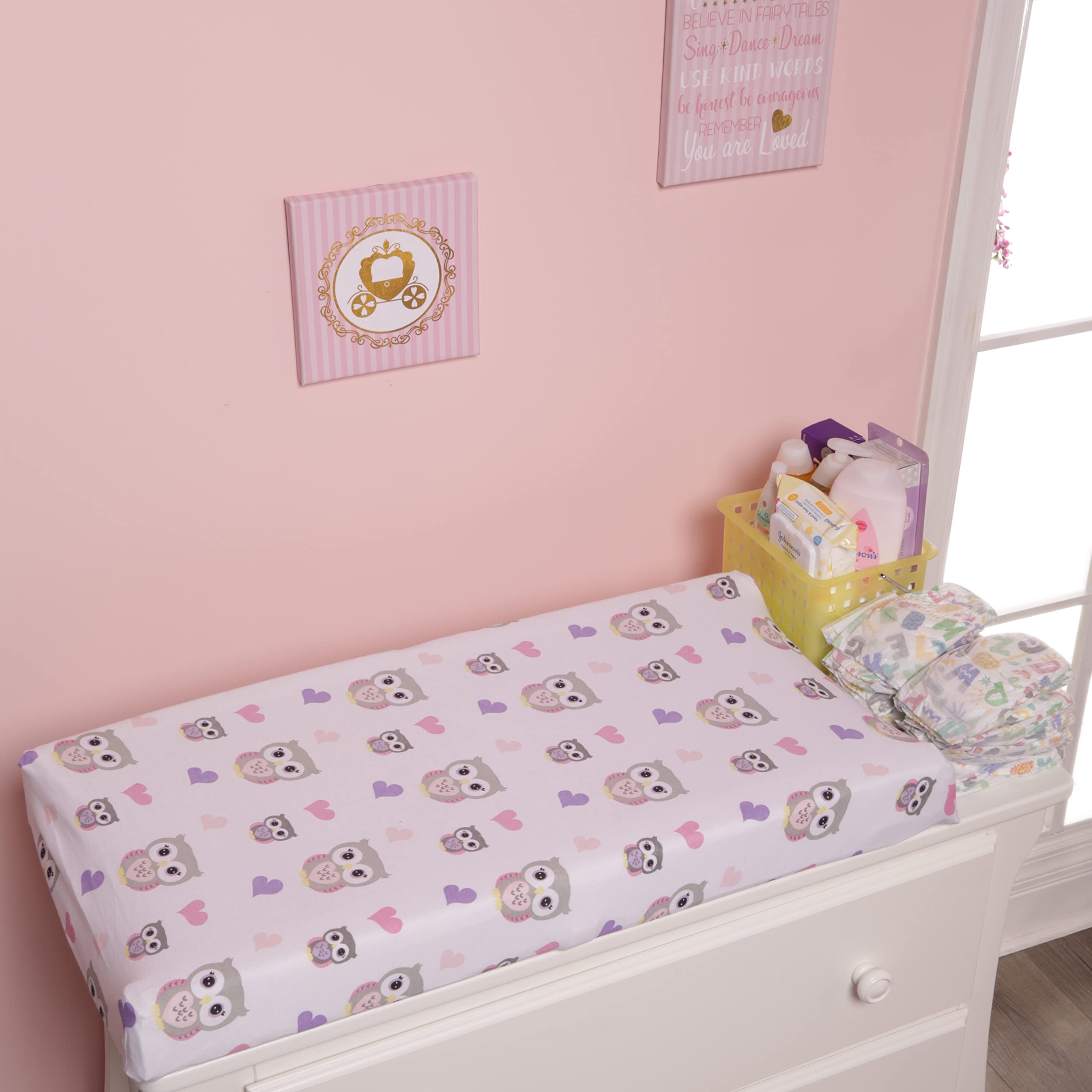 EVERYDAY KIDS gray stars changing pad cover, durable and tidy during diaper changes.